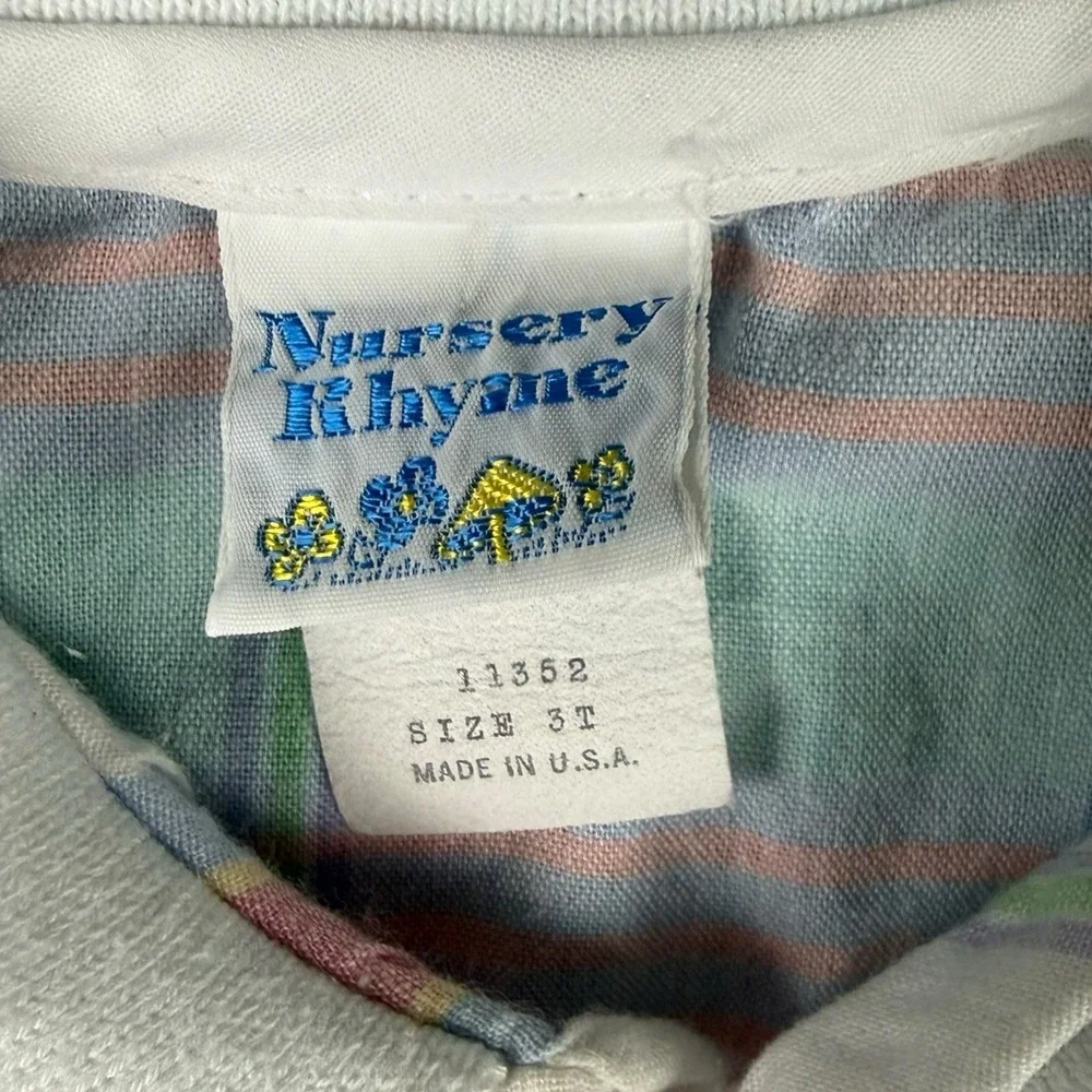 Vintage Nursery‎ Rhyme Pastel Plaid Button Up Shirt Toddler Boy 3T 100%Cotton